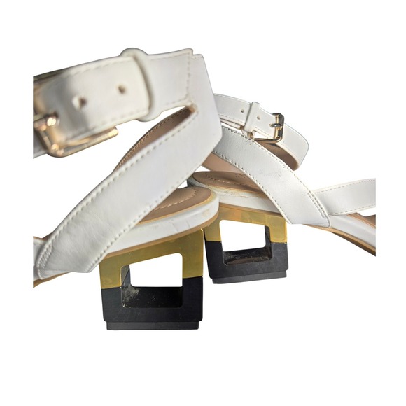 Alfani Coreena White Strappy Toe Loop Architectural Block Heel Sandals Size 8M - Picture 7 of 7